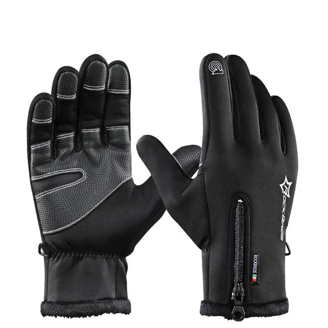 ROCKBROS зимние альпинистские перчатки мужские Противоскользящие уличные тактические перчатки спортивные перчатки с сенсорным экраном ветрозащитные варежки Guantes перчатки для пеших прогулок - Цвет: Luxury Black