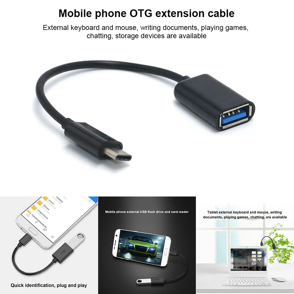 

Type-C OTG Adapter Cable USB 3.1 Type C Male To USB 3.0 A Female OTG Data Cord Adapter 16CM Hi dropship