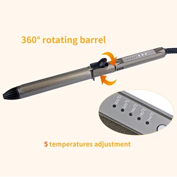 

CkeyiN Splint Hair Curler Styling Tools Digital Wave Hair LED Ceramic 360 Free Rotation Hair Volume Magic Curling Iron Stick 30