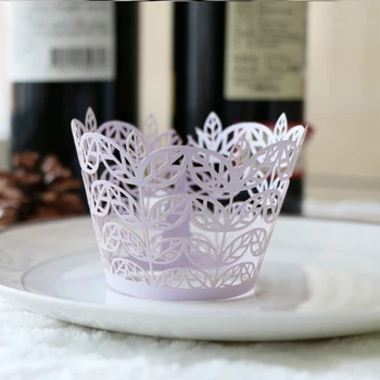 

50pcs Laser Cut Leaves Shining Paper Theme best quality cartoon cupcake wrappers candy box kids birthday party wedding supplies