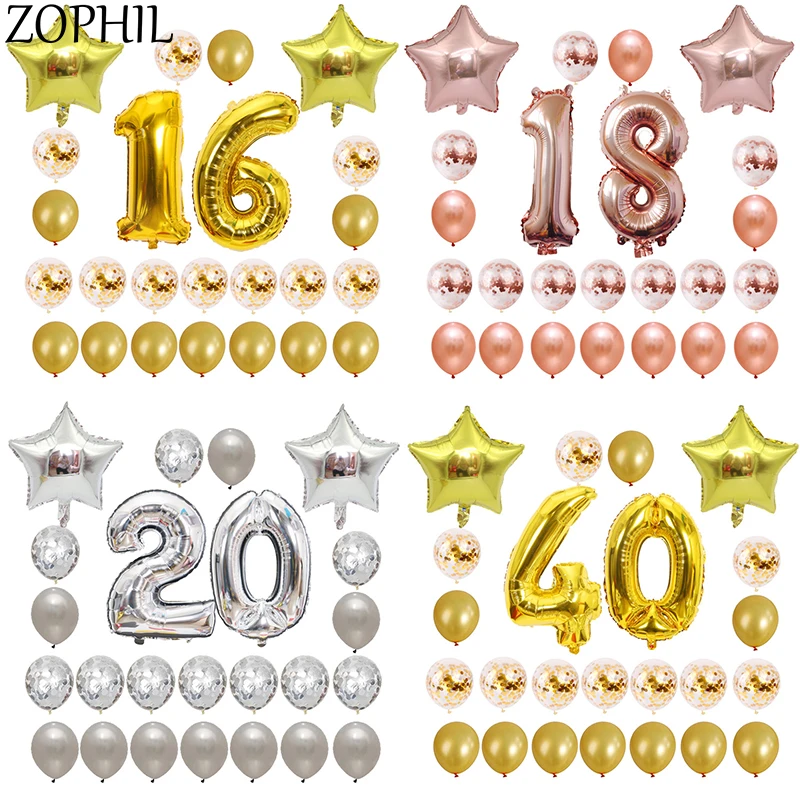 

Happy Birthday Party Decorations Adult Balloons Set Helium Balloon Birthday Decoration Letter Ballon Latex Confetti Balloon