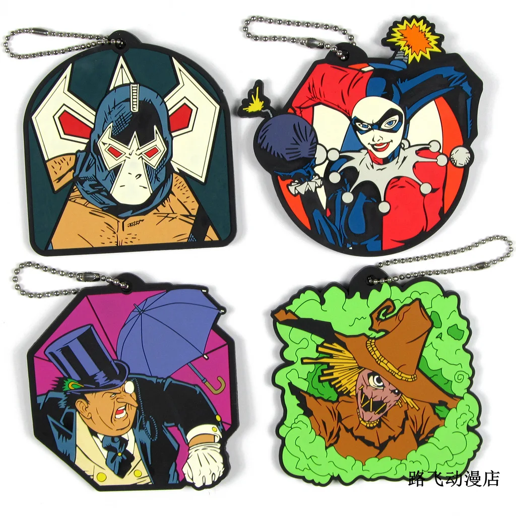 

Batman Action Figure Anime Model Bane Scarecrows Penguin Mobile Phone Schoolbag Rubber Keychain Pendant 6cm