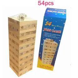 LWKO 54 шт. мини Тамблинг укладка башня цифровой деревянные пазлы Игрушки строительный Семья вечерние настольные игры Детские игрушки для