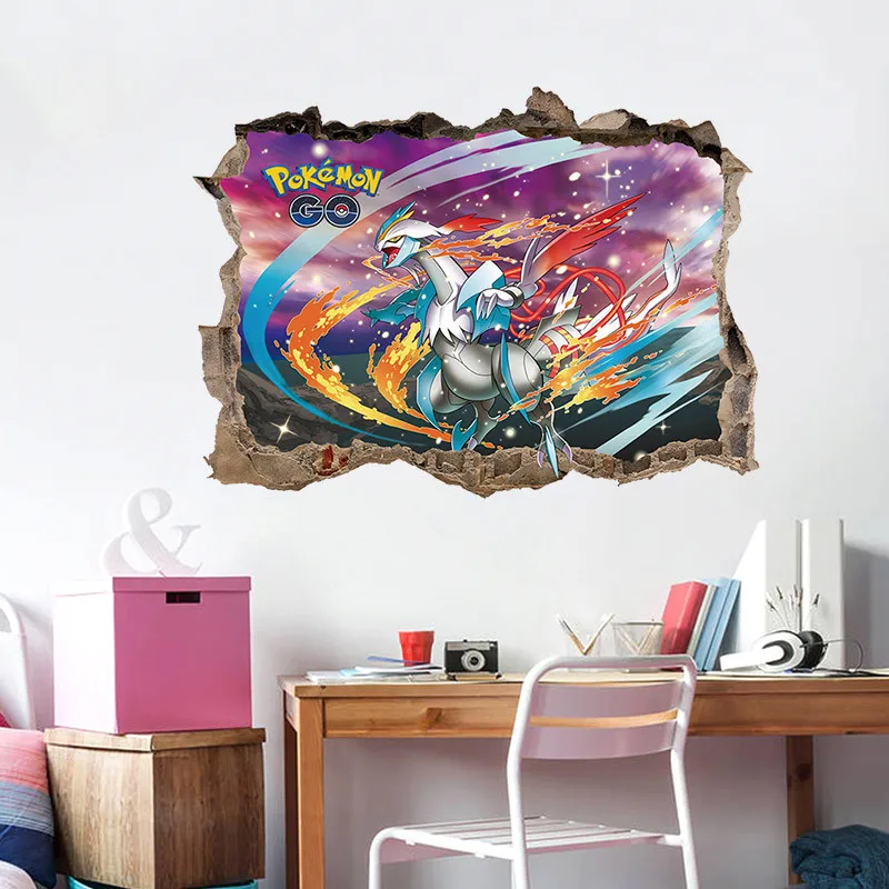Мультфильм Покемон Наклейки на стены для детской комнаты детская спальня украшения 3d наклейки на стены, окна плакат для детской декора росписи