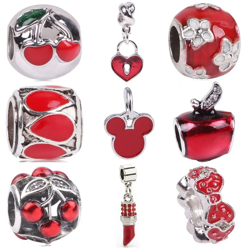

AIFEILI Silver Color Original Fit Pandora Bracelet Diy Travel Camera Eiffel Colosseum Tower Charms Red Christmas Beads Jewelry