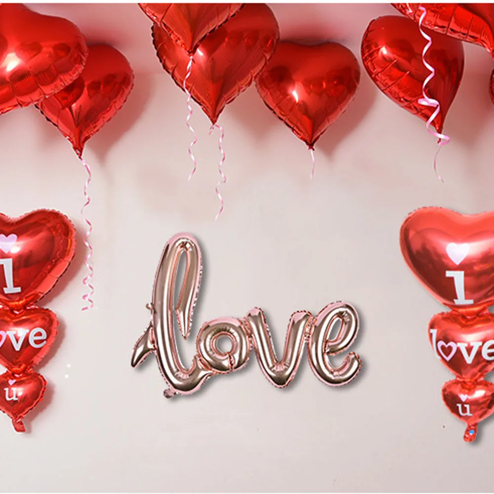 Digi Ballon En Feuille Lettre Amour Ballon De Decoration Pour Anniversaire Mariage St Valentin Champagne Rouge Aliexpress