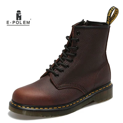 

New 2017 Neutral Martin Boots Genuine Leather Winter High Boots Women Casual Shoes Retro Motorcycle Boots Long Boots with Zipper