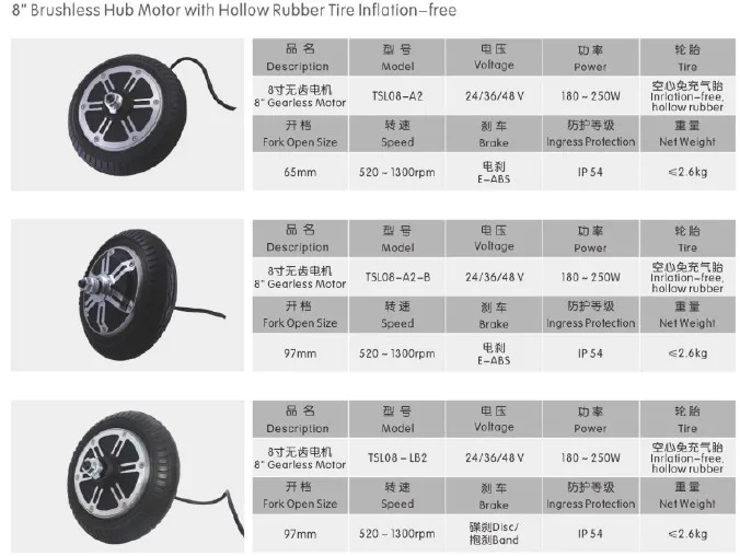 Clearance 8inch BLDC hub motor gearless with tyre 24v36v 180w-400w for electric scooter ebicycle MTB lithium Folding bike motorcycle 16