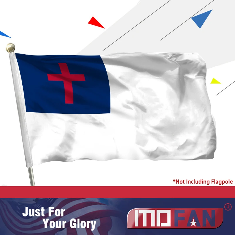 Mofan Christian Flag Canvas Header And Double Stitched Religious