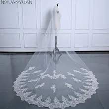 3,5 м длина 1,6 м ширина Винтажный стиль соборный Свадебный вуаль с расческой длинные кружевные накладные орнаменты один слой свадебные платья, фата