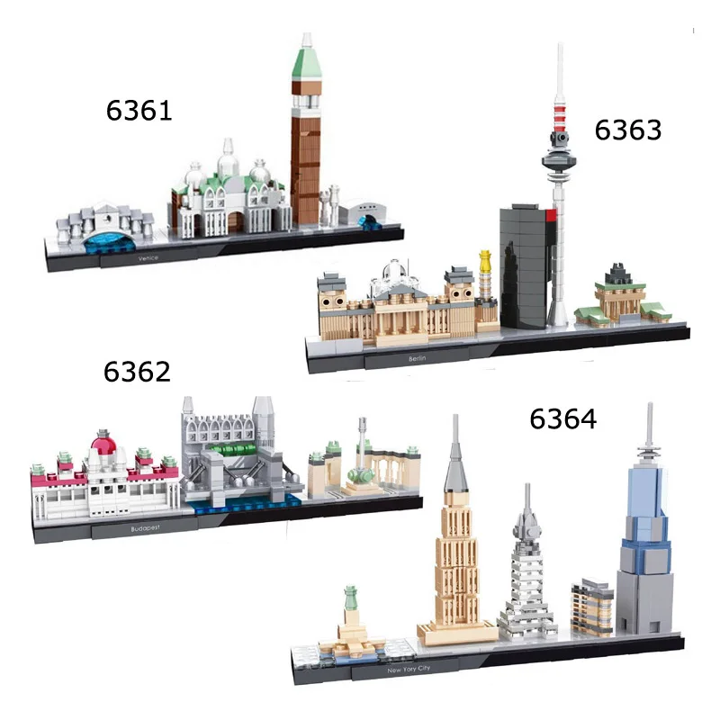 

City Architecture Mini Street Block Chicago Venice Berlin Budapest Diy Building Toy For Children compatible
