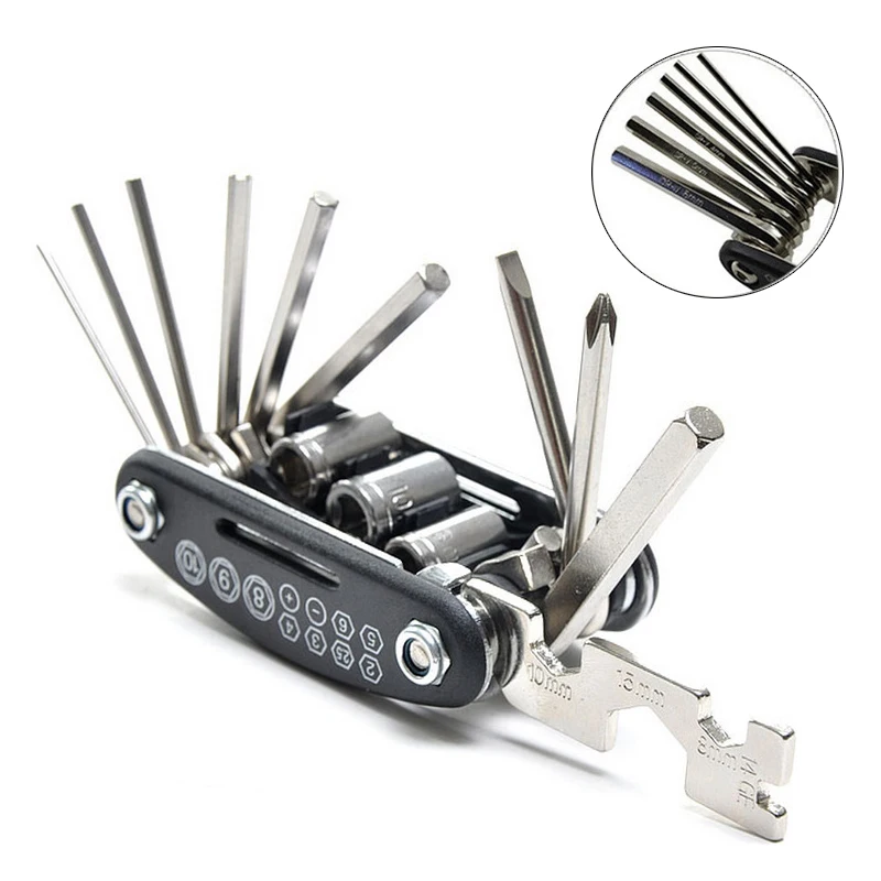 

16 in 1 Bicycle Tools Sets Mountain Bike Bicycle Multi Repair Tool Kit Hex Spoke Wrench Mountain Cycle Screwdriver Tool