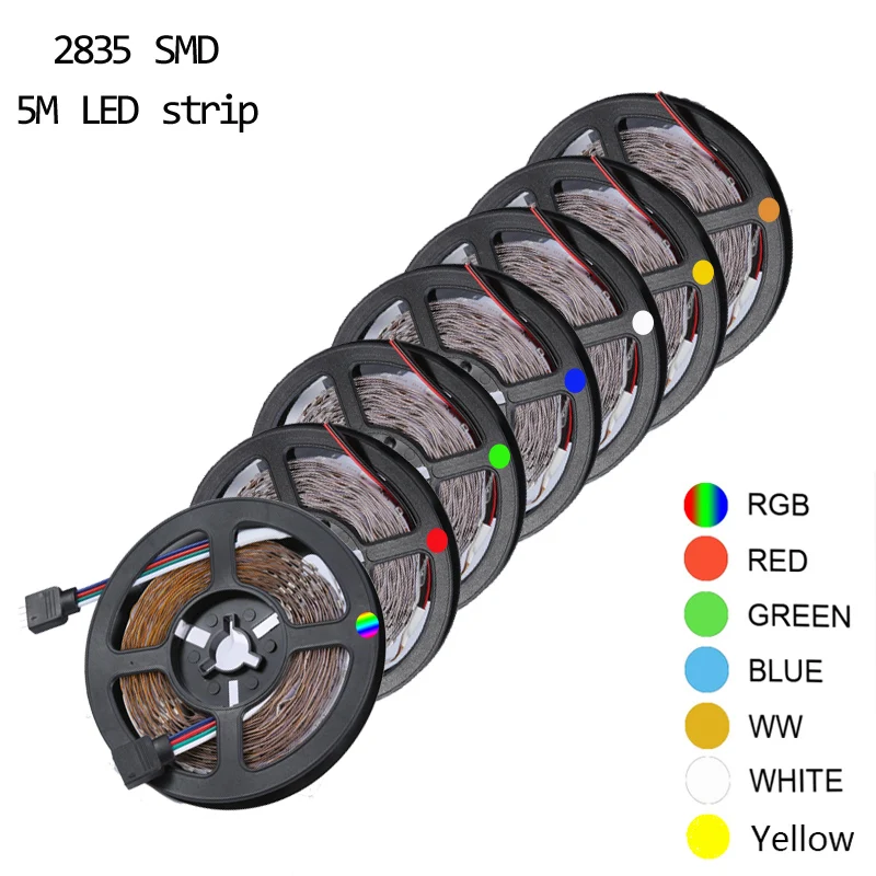 5 м RGB Водонепроницаемый светодиодный 2835 синий красный зеленый желтый DC 12 в 1-5 м 60 светодиодный/м гибкая лента RGB лента лампа диод