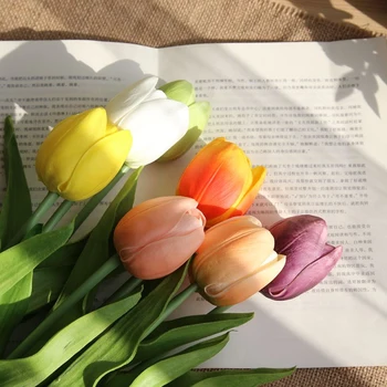 

31Pcs/Lot Pu Tulip Mini Flower Real Touch Wedding Flower Bouquet Artificial Silk Flowers Decorati At Home