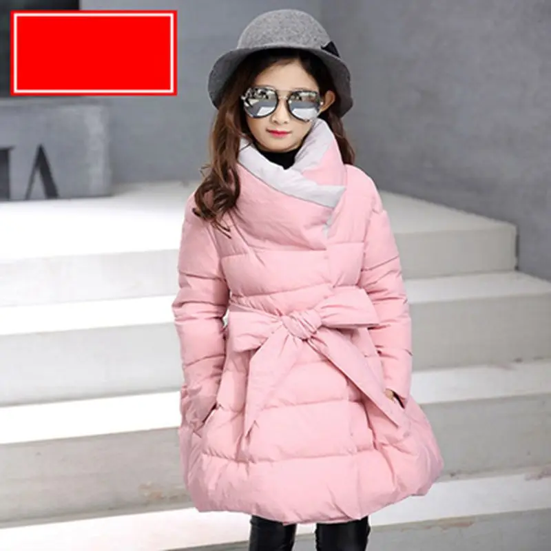 Baby Jackets Coats Girls Children's Solid Cotton padded Warm Winter Coat Korean style big belt