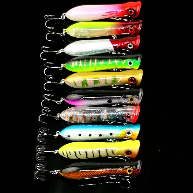 Iscas de Pesca Hard Top Água Popper Wobbler Pike Carp Bass Truta Poleiro Pehce Pesca Tackles 100 Pcs 8 cm 11g