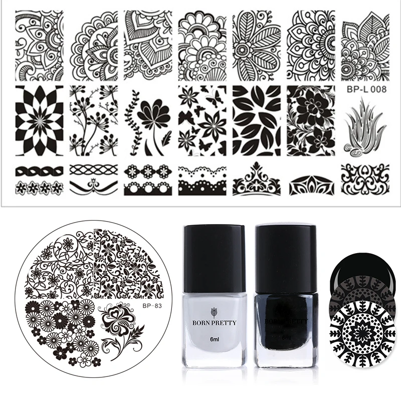 BORN PRETTY стемпинг ногтей покрытие 6 мл набор тарелок Лондон племенная птица круглый шаблон для маникюра с лаком набор для дизайна ногтей