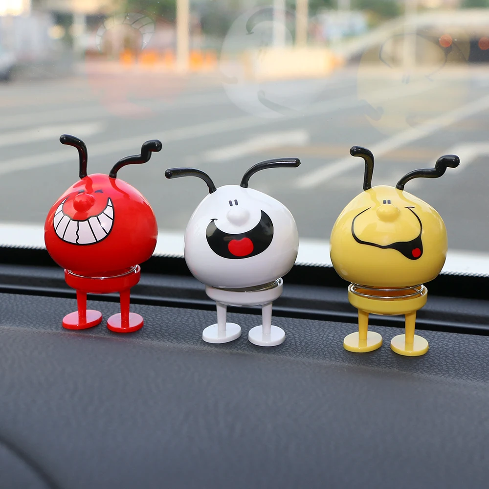 

Car Ornament Bounce Cartoon Toy Release Stress Interesting Expression Present Trim Auto Dashboard Decoration Accessories Gifts