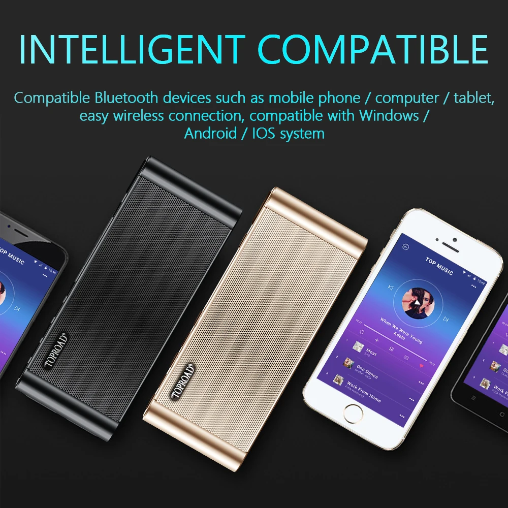 Bluetooth Speaker TOPROAD Wireless Portable Enceinte Handsfree MP3 With Mic TF FM HIFI Subwoofer Deep Bass Loudspeakers