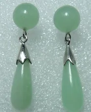 

Lovely Fine natural Charm Green gem Beads Drop real Earring AAA Grade Silver Hook wholesale [pair] earrings