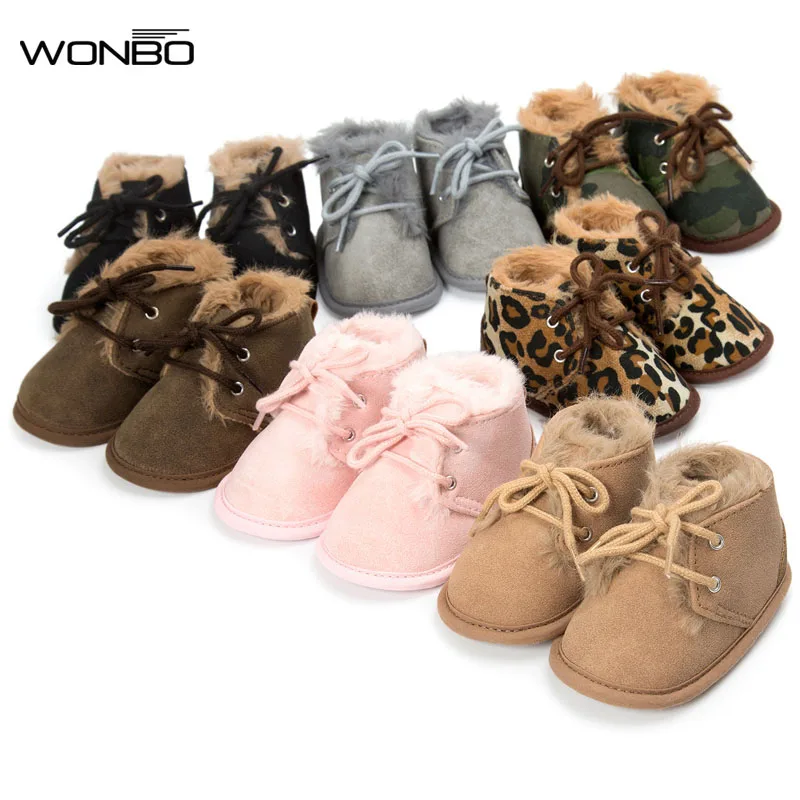 Brand New Toddler Infant Newborn Baby Boy Girl Winter Fur Snow Boots Warm Shoes Booties Casual Leopard Little Kids Strappy Shoes