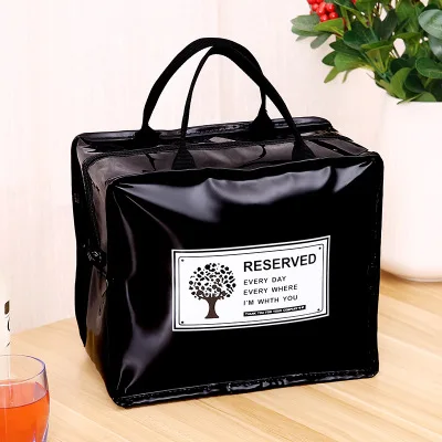 Дорожная косметичка, ПУ водонепроницаемая сумка для стирки, Большая вместительная Термосумка для женщин, охлаждающая коробка для ланча, изоляционная сумка для пикника - Цвет: L black