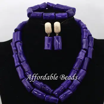 

Purple Coral Beads Nigerian Set Marvelous Fashion Beads Jewelry Set Rare Design CN184