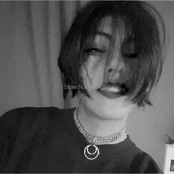 

Sexy Women Girl Handmade Pub Party Double O Round Circle Chain Link Choker Collar Necklace