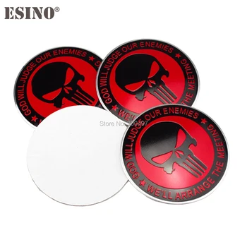 

40 x Car Styling Punisher Skull 3D Metal Chrome Aluminium Alloy Wheel Center Cap Stickers Wheel Hub Cap Decals Emblems Badges