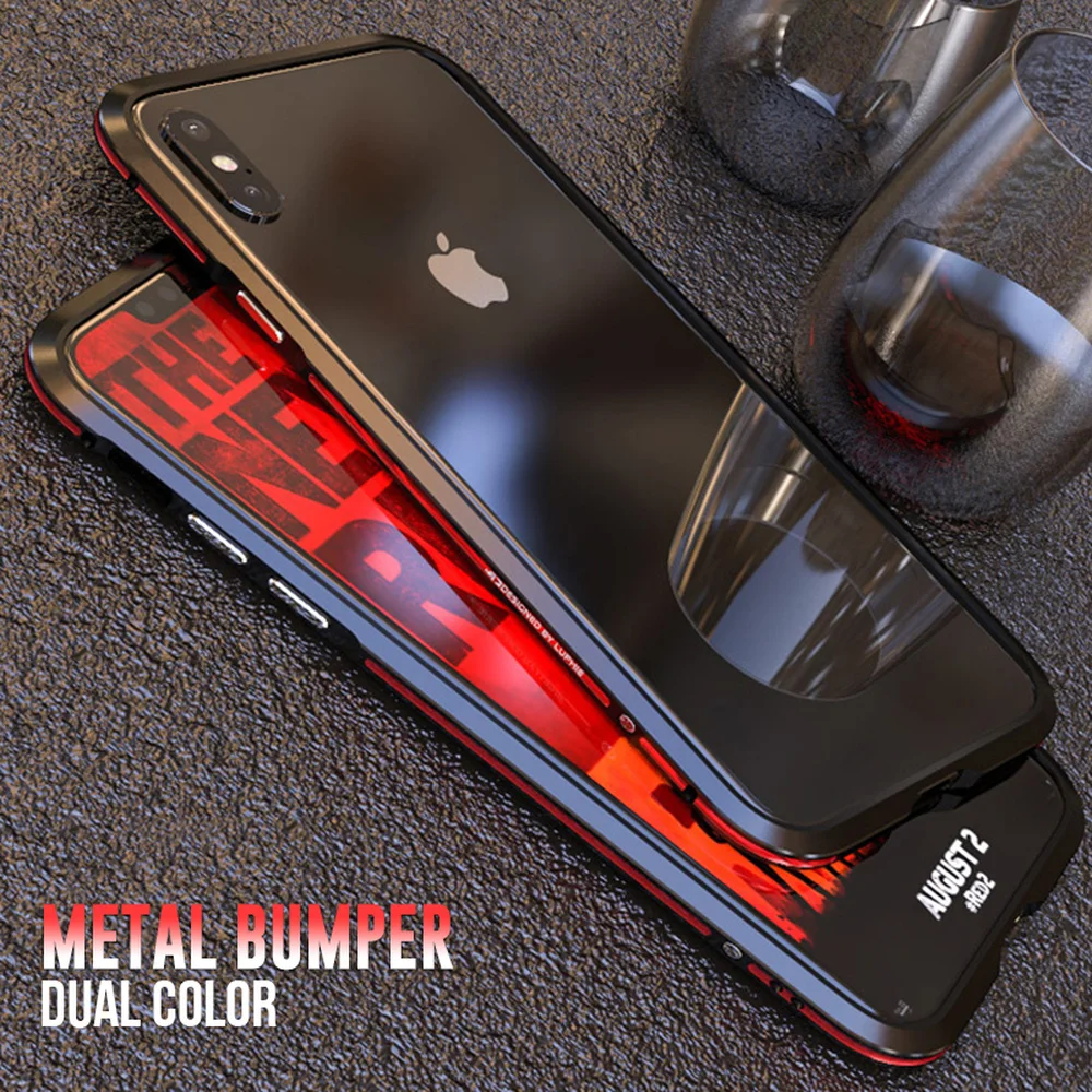 

Luxury metal bumper case for iphone xs max iphone x xr xs case cover aluminum frame Ultra-thin Shockproof coque dual color