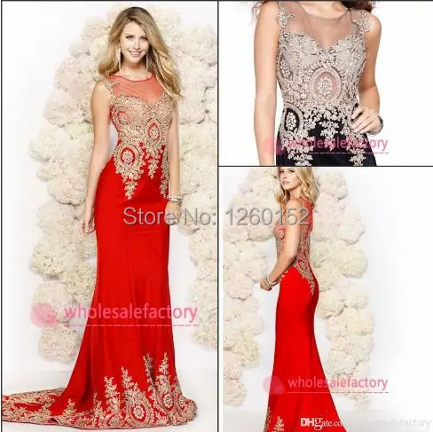 Sheer Neck Prom Evening Dresses Lace Embroidery Beading Formal Sheer Neck Prom Evening Dresses Lace Embroidery Beading Formal Wedding Party Gowns 2017 Arabic India In From Weddings Events On