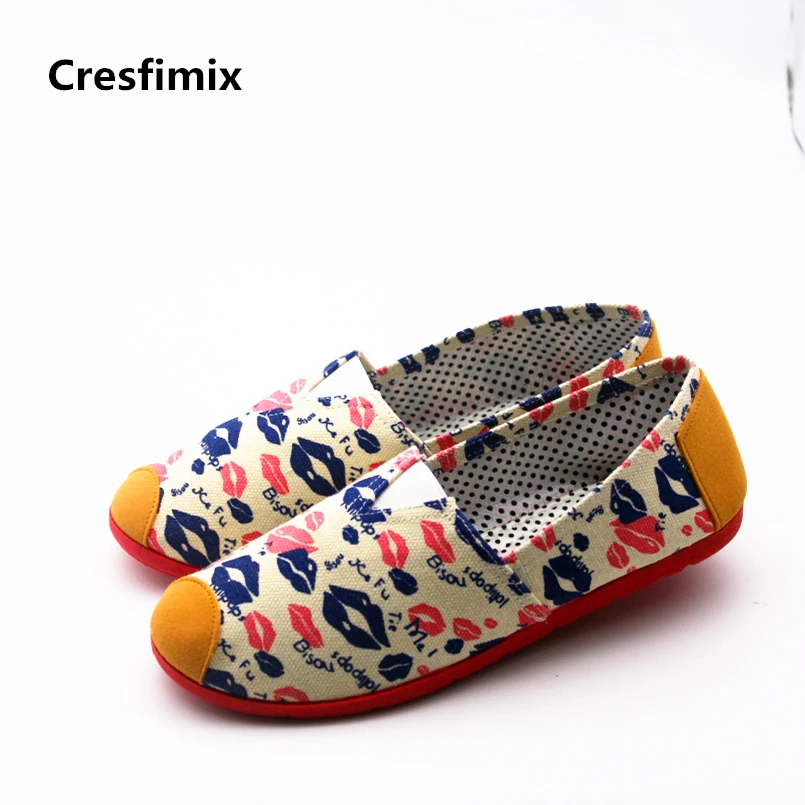 

Cresfimix zapatos de mujer women casual spring & summer dance flat shoes female comfortable lip kiss flats lady cute shoes