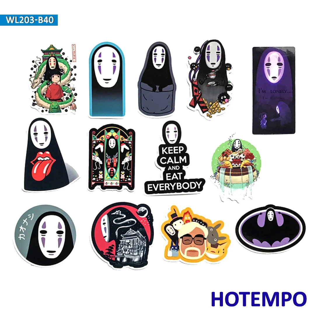 40pcs Anime Spirited Away Cute No Face Men Cartoon Stickers for DIY Mobile Phone Laptop Luggage Guitar Snowboard Decal Stickers