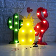 

Hiliwon 3D Flamingo Pineapple Cactus Night Lights Marquee LED Letter Night Lamp For Baby Bedroom Decoration Kids Gift
