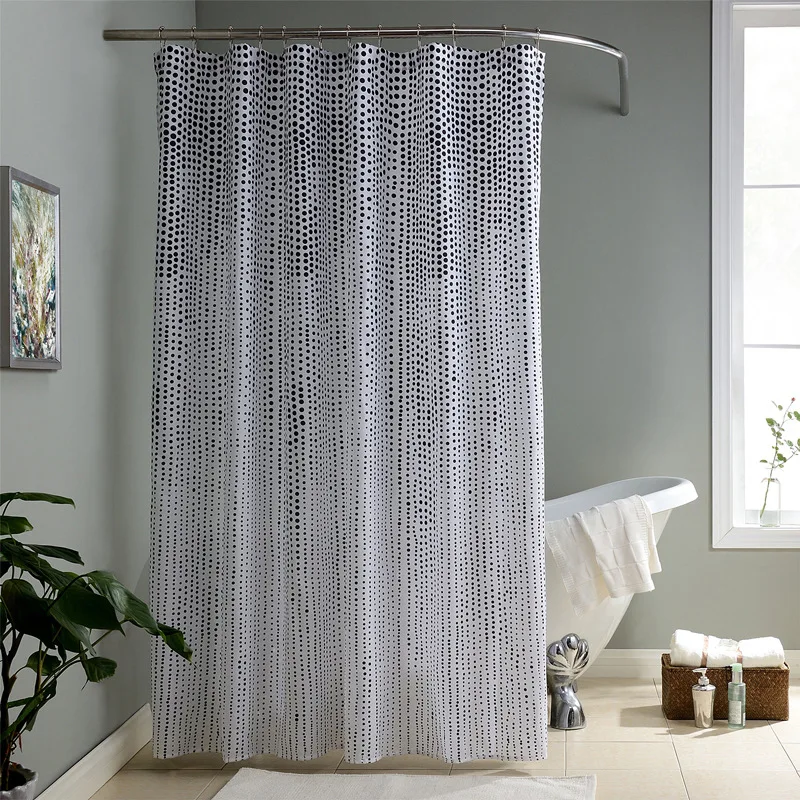 stile elegante tende da doccia impermeabile tenda della doccia moderno black dot stampa bagno tenda spedizione