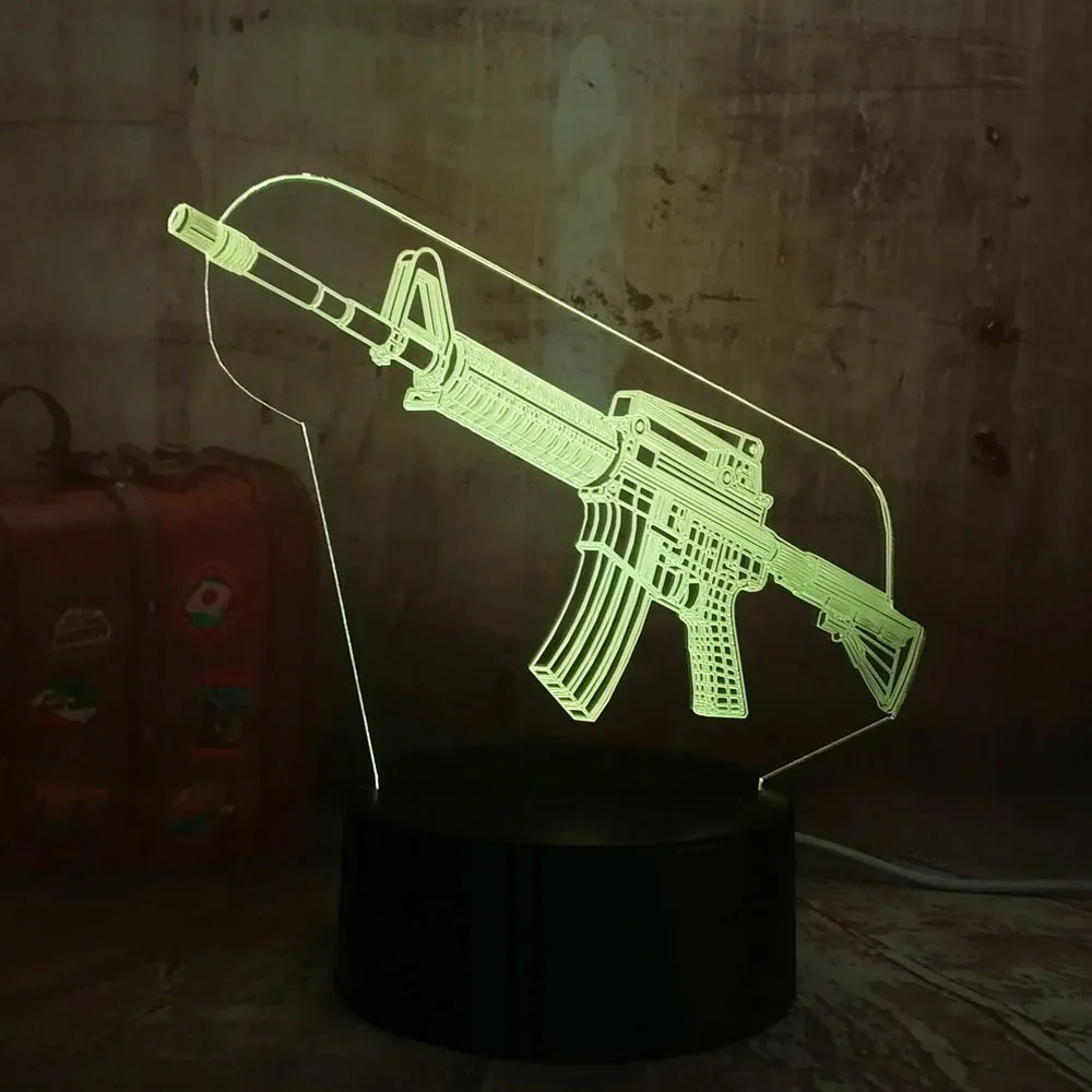 Cool 3d Led Night Light Pubg Submachine Gun M416 Boys Gift Toys 7