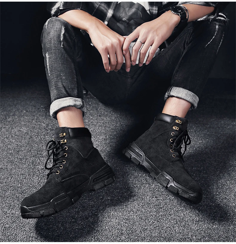 Men's Casual Shoes Motorcycle Boot Winter Tactical Ankle Boots Men Pig Leather Military Boots Men Desert Winter Combat Boot New (8)
