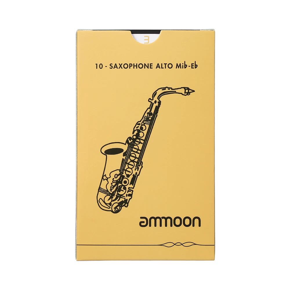 Ammoon Boîte 10pcs Saxophone Alto traditionnel Reeds Strength 2.5 Accessoires Sax 