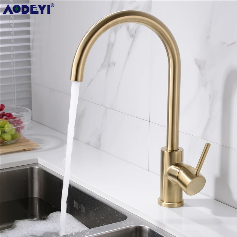 304 Stainless Steel Hot And Cold water Gold Kitchen Faucet Black Sink Mixer taps gourmet kitchen Faucets stream deck Brushed Tap stainless steel gourmet faucet kitchen pull out sink faucet hot cold mixer tap 360 swivel deck mounted faucet for kitchen sink