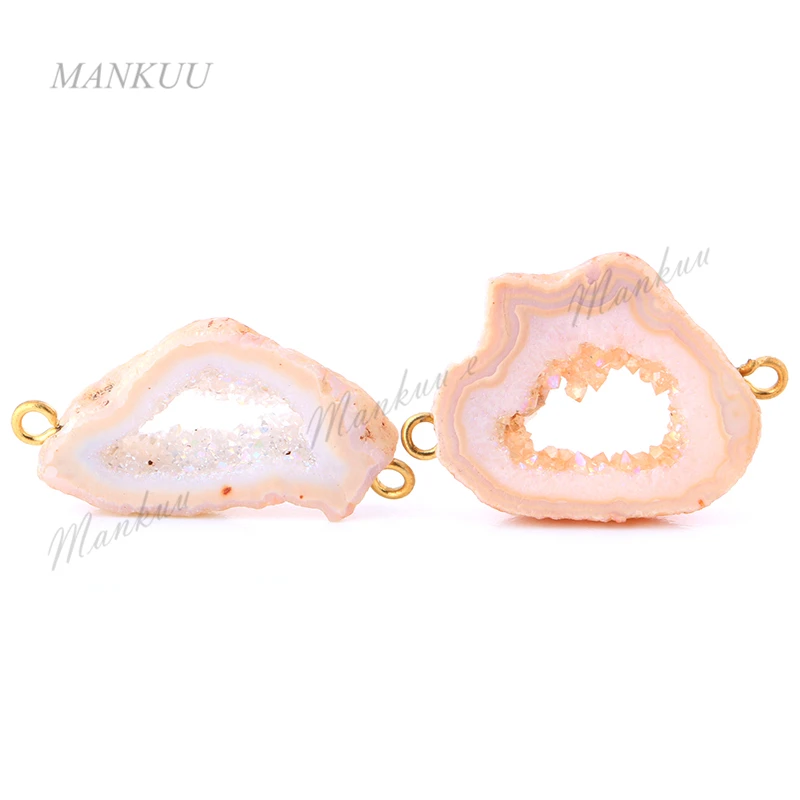 DRF134 Hot Trendy Random Shape Geode Drusy Druzy Pendant Connectors with Double Bails New Jewelry Supplies 18*24mm-25*25mm Jewelry Findings