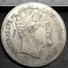 1849 ДАНИЯ 1 Speciedaler-Frederik VII посеребренные имитация монеты