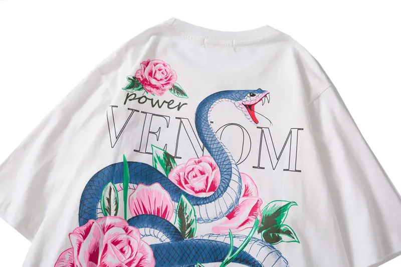Rose Snake Flowers Print Tshirts 4