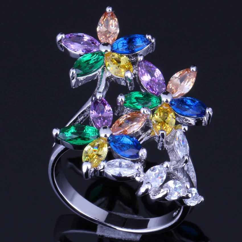 Фантастический завод Multigem многоцветный желтый кубический цирконий кольцо из