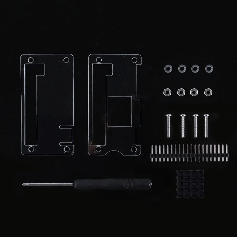 4 в 1 Raspberry Pi Zero W чехол акриловая крышка корпус+ алюминиевый радиатор+ GPIO 40 контактный разъем+ отвертка для RPI Zero Pi0