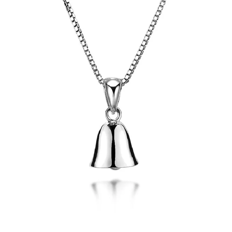 

Fashion Necklace for Youth Genuine 925 Sterling Silver 45cm Box Chain Pretty Cute Bell Necklace Pendant Hot Girls Dating Party