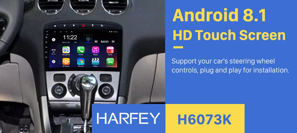 Best Harfey Android 8.1 9"Car Multimedia player head unit 2Din For 2010-2016 PEUGEOT 408 Radio GPS radio Support OBD2 WiFi bluetooth 0
