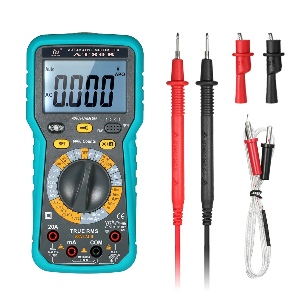 

LCD Digital Multimeter DMM 6000 Counts Multimetro True RMS Auto Range AC/DC Voltage Current Meter Resistance Capacitance Tester