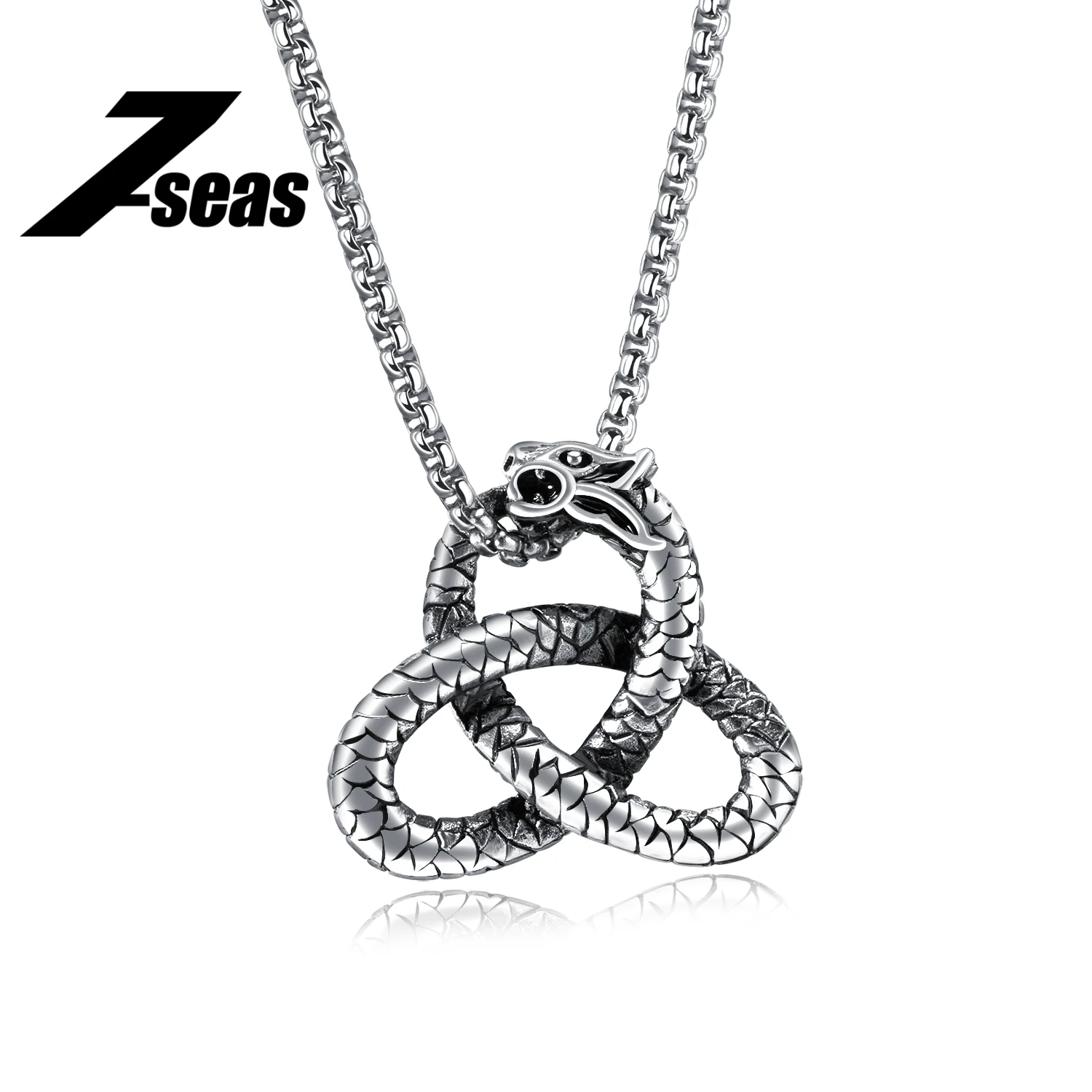 7SEAS Punk Dragon Pendant Necklace For Men 316 Stainless Steel Cool Men