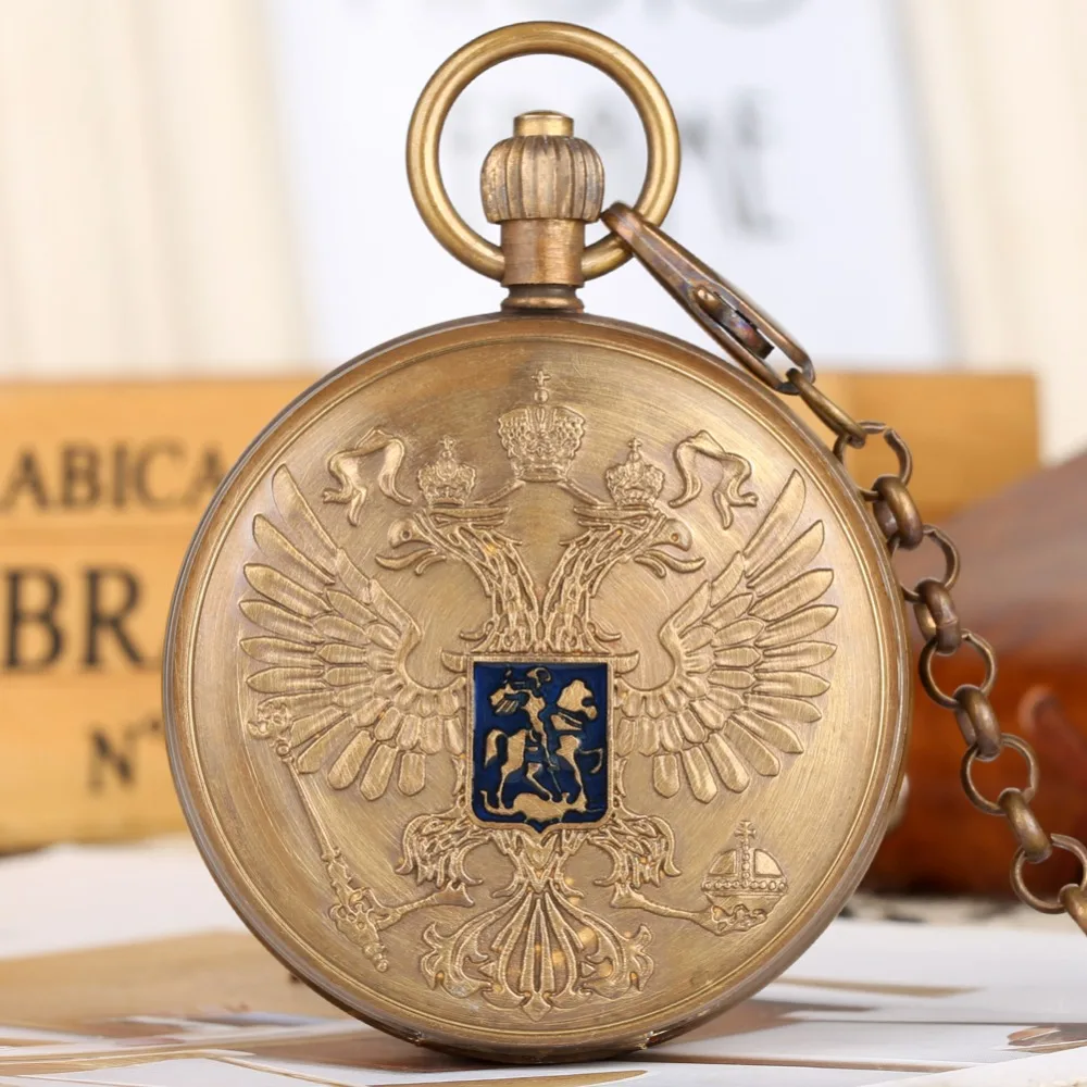 Механические карманные часы Tourbillon в античном стиле для мужчин и женщин, карманные часы из чистой меди с изображением орла, ретро часы