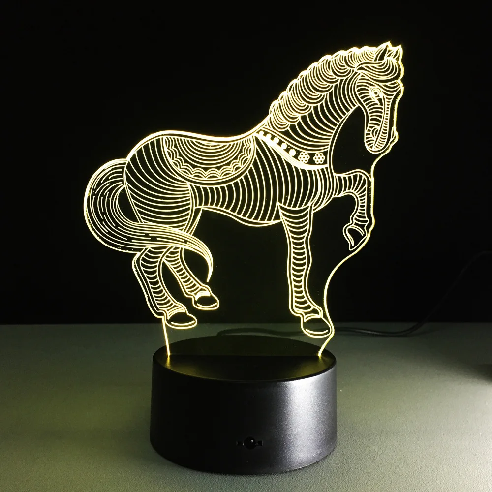 USB Новинка подарки 7 цветов Изменение животное лошадь светодиодный ночник 3D светодиодный Настольный светильник как украшение дома Скачущая Лошадь